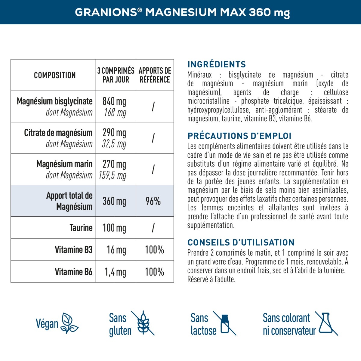 Magnesium max 360mg composition