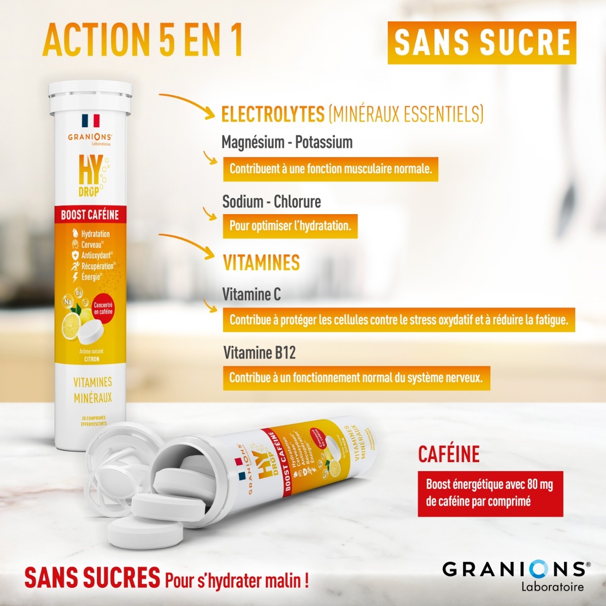 HYDROP - BOOST CAFEINE action 5 en 1