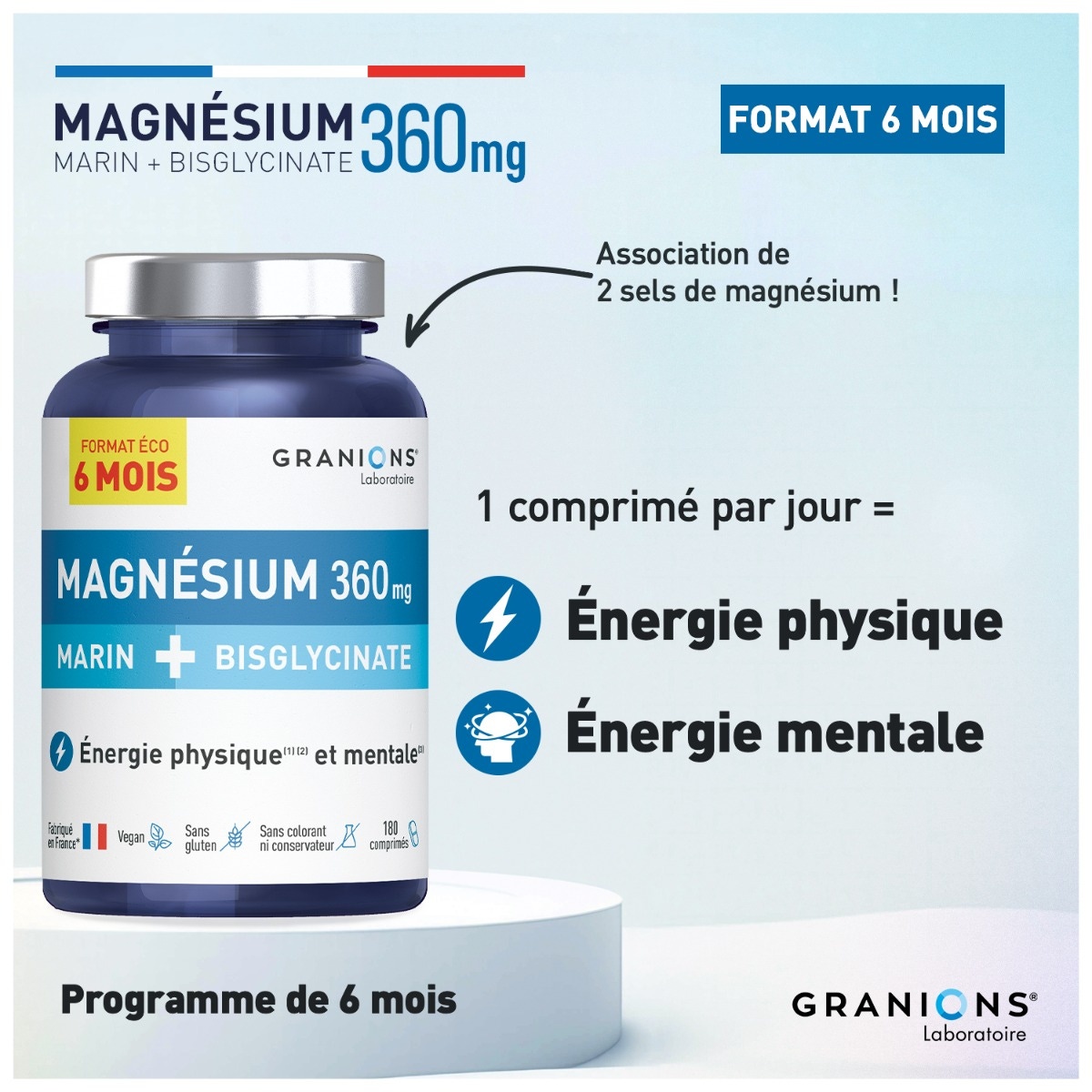 Magnésium marin + Bisgkycinate format économique bien-faits