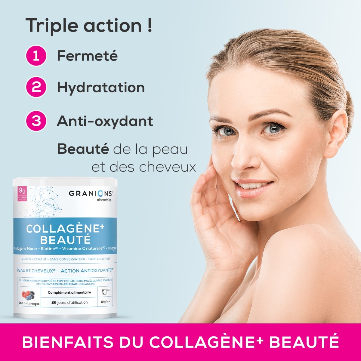 Collagène beauté goût fruits rouges - triple action
