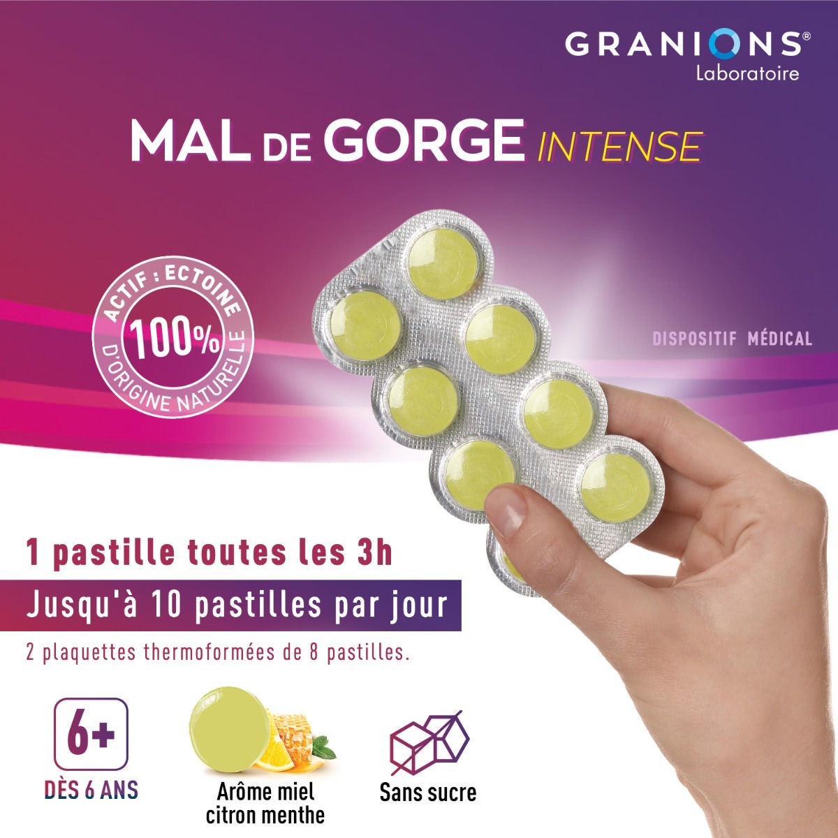 Pastille mal de gorge intense MIEL CITRON