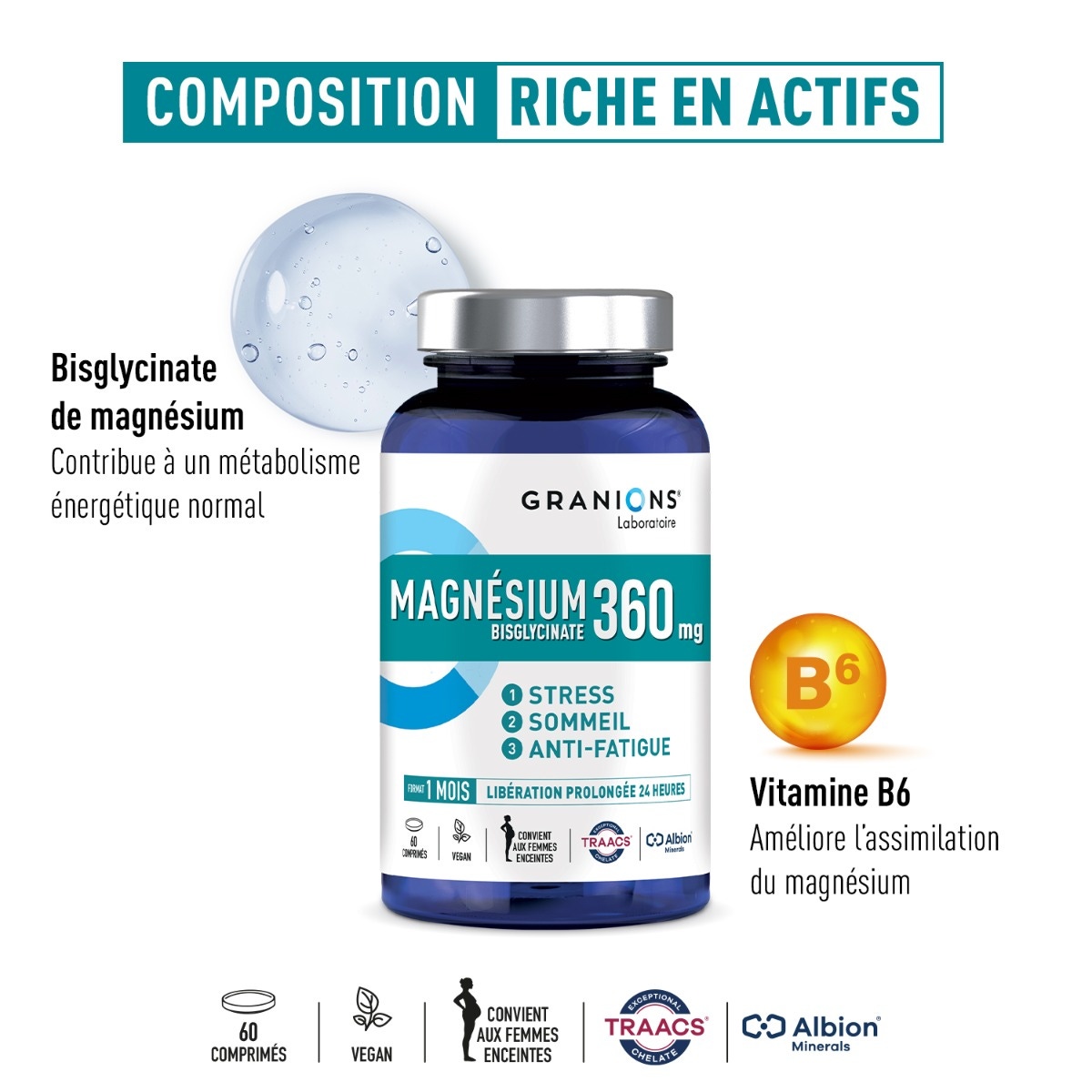 GRANIONS - Magnésium Bisglycinate 360mg