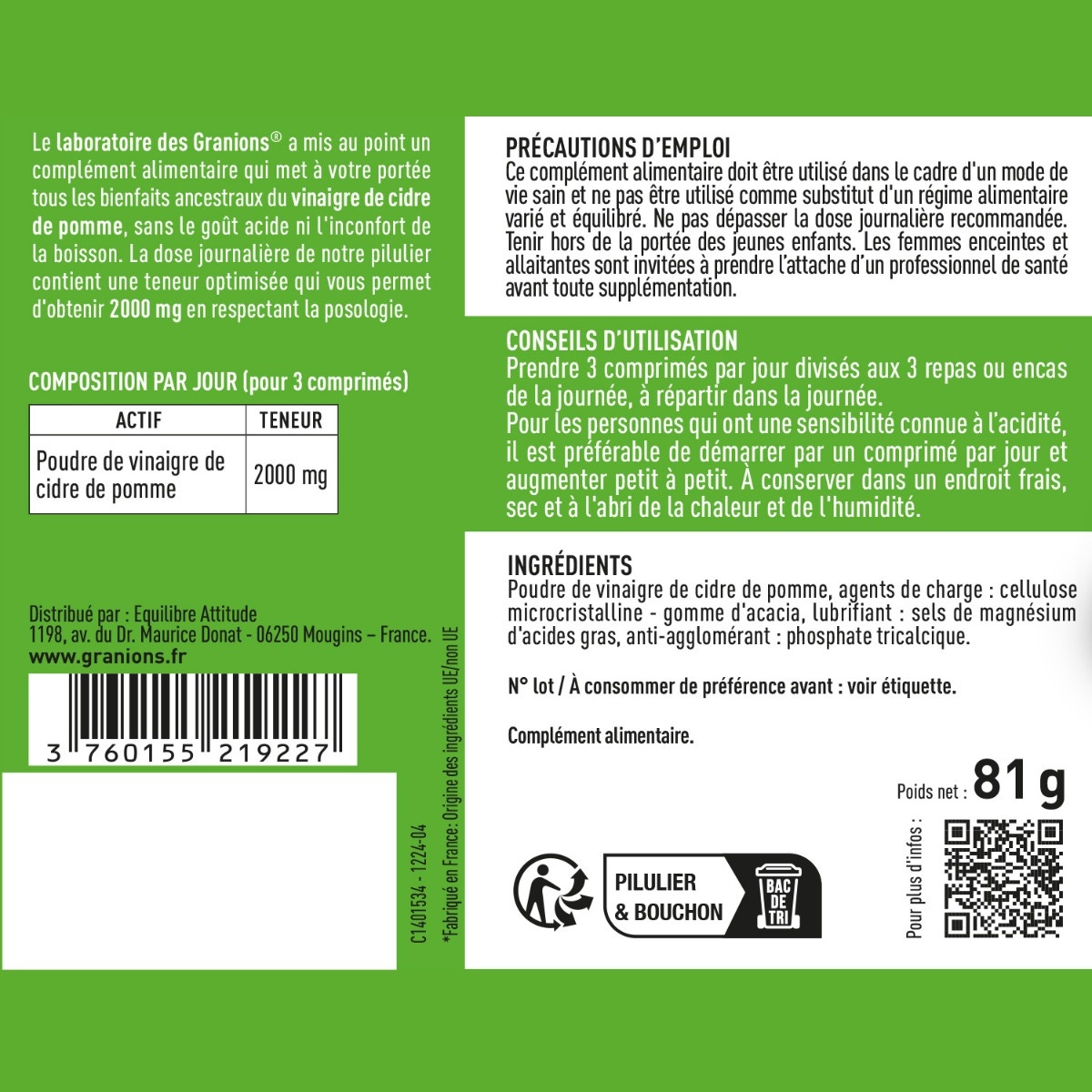 Granions Vinaigre de Cidre 2000 mg