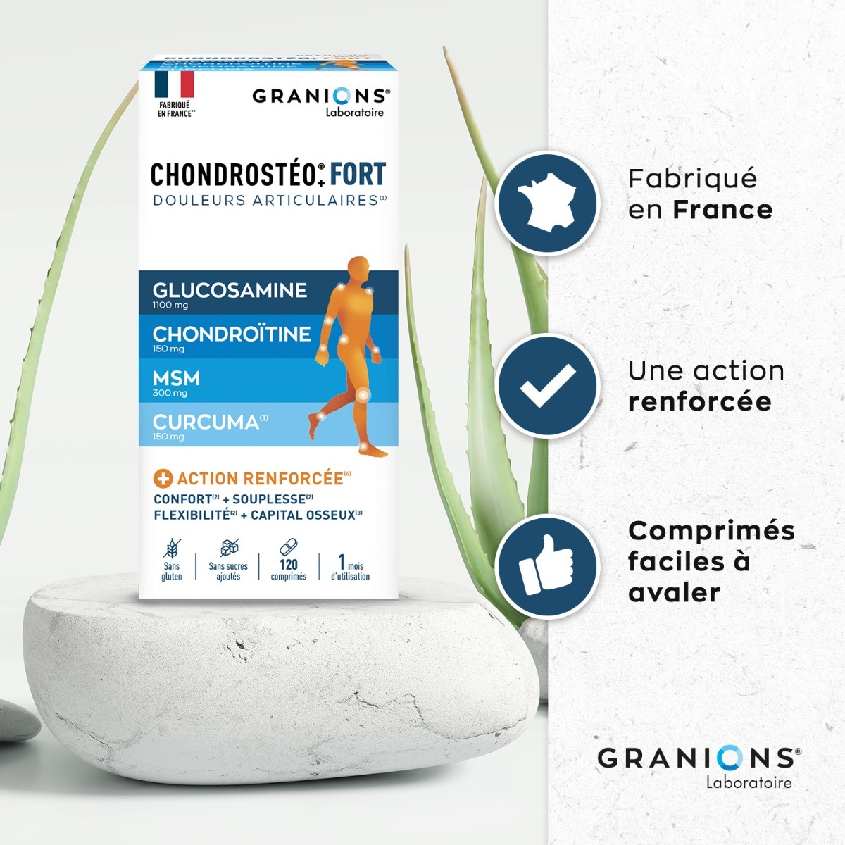 Chondrostéo Fort 120 comprimés - Aide au confort et à la flexibilité des articulations.