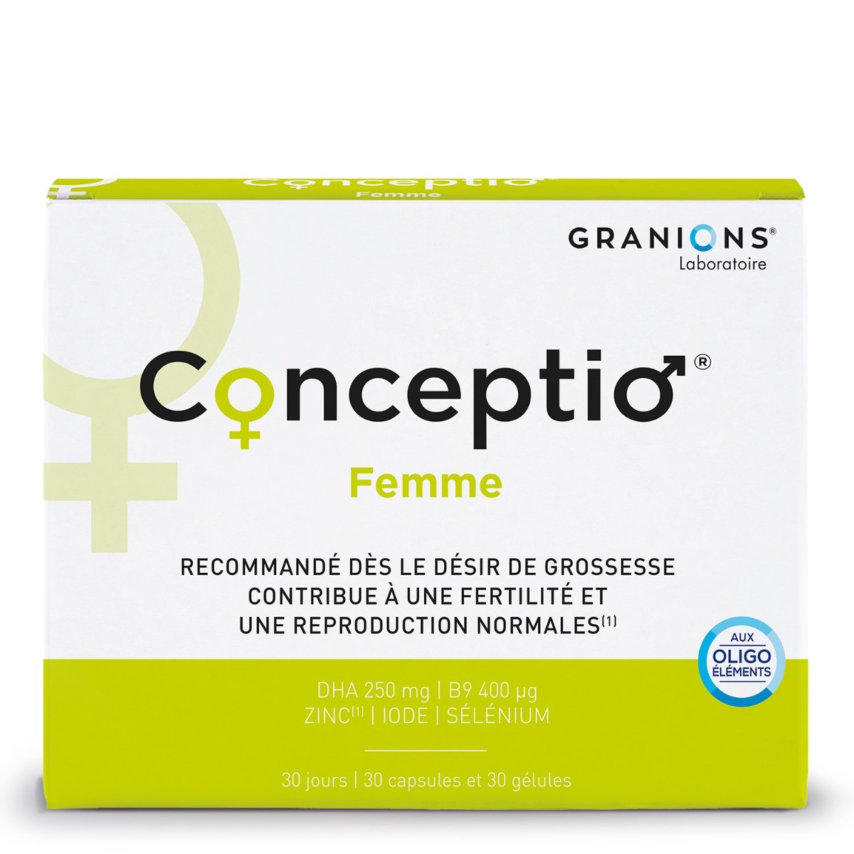 Conceptio Femme
Recommandé dès le désir de grossesse contribue à une fertilité et une reproduction normales