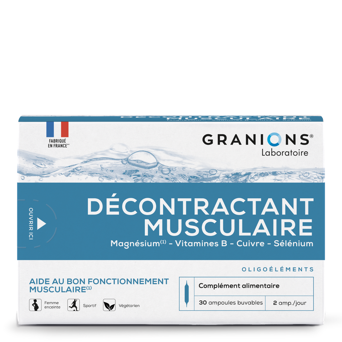 Granions décontractant musculaire 
Aide au bon fonctionnement musculaire
