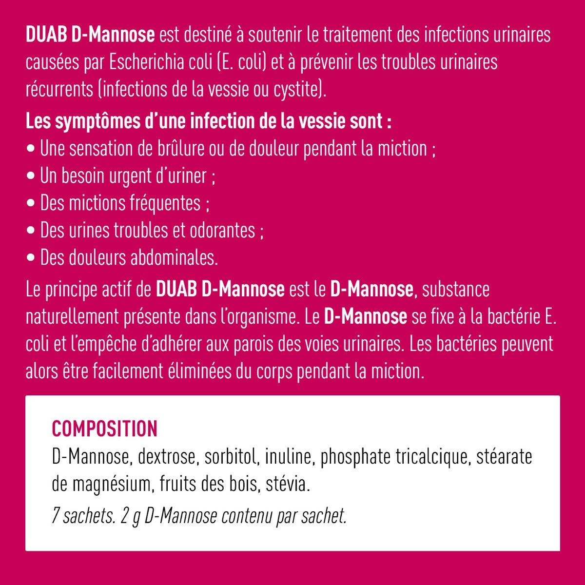 DUAB D-MANNOSE symptômes et composition