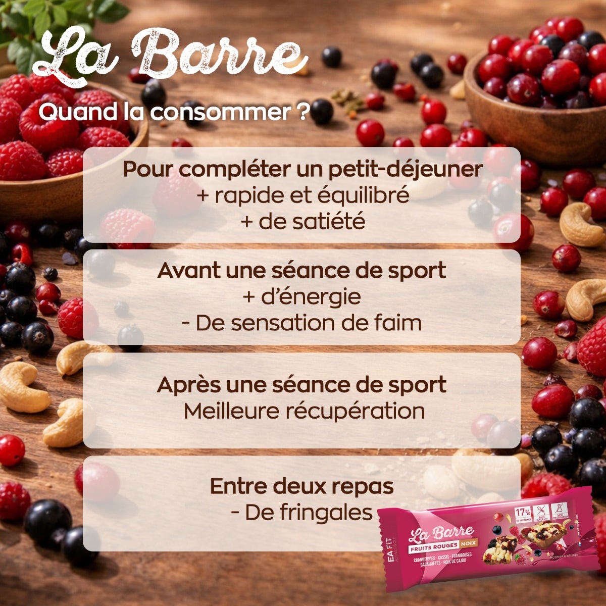 EAFIT - La barre protéinée noix & fruits rouges 