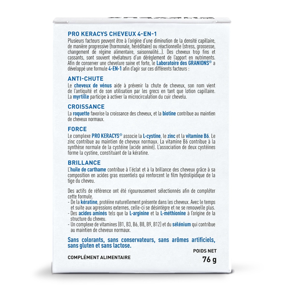 Pro Keracys Cheveux 4 en 1 - 2Mois + 1 Offert DOS