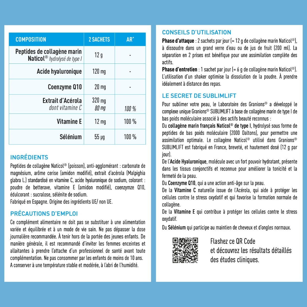 Collagène sublimlift sachet composition
