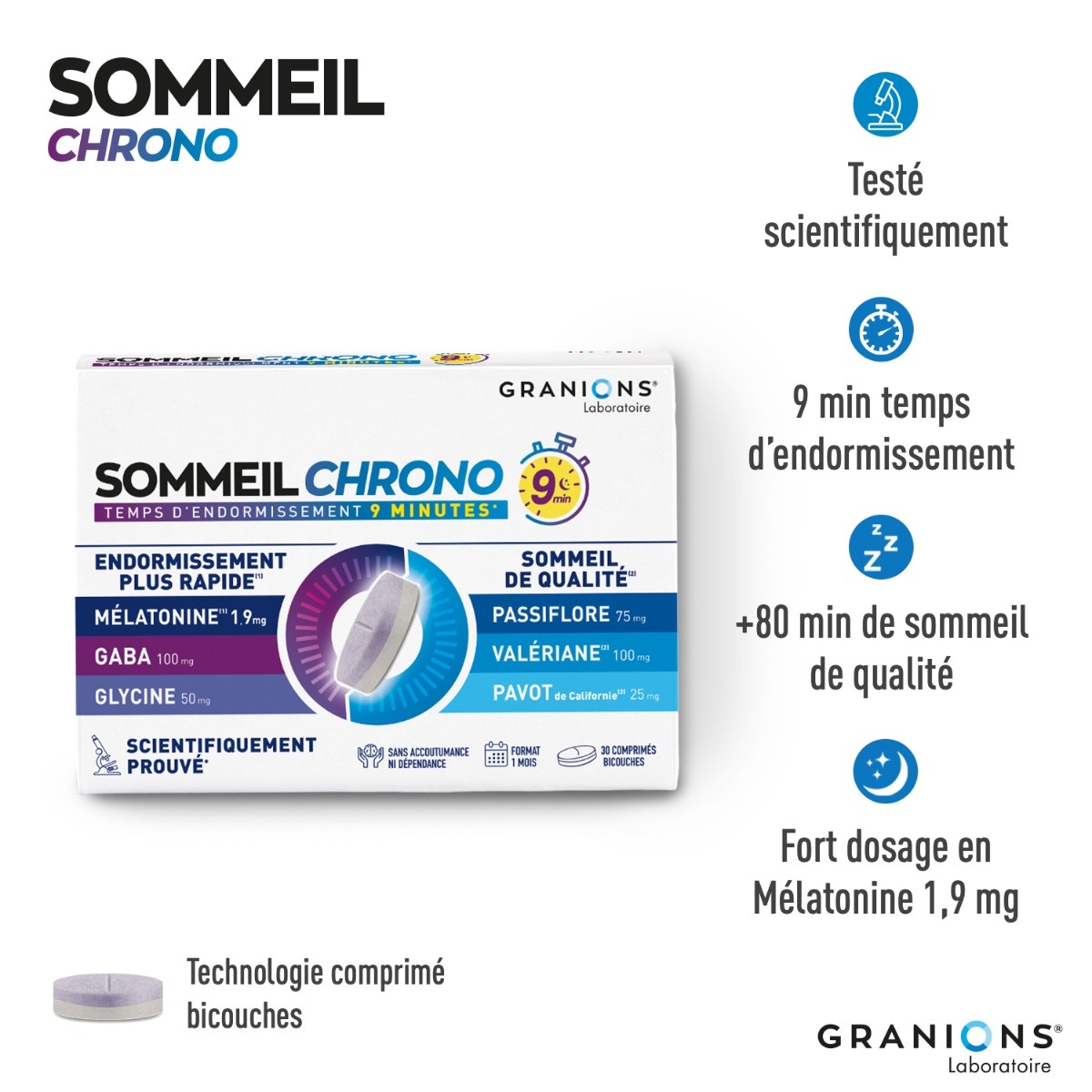 Sommeil Chrono - GABA, Mélatonine & Passiflore bénéfices